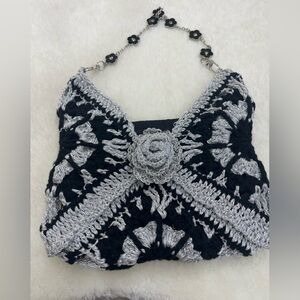 📦 2 for 35 📦 Handmade crochet Black and Silver Crochet shoulder/Handbag